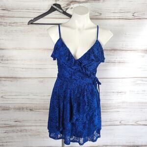 Love Fire Lace Wrap Dress Blue New Sz small